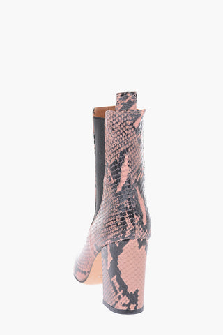 9 cm snake print leather High heel ankle boots