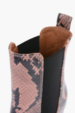 9 cm snake print leather High heel ankle boots