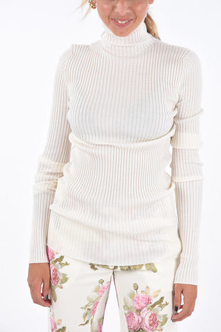 Ribbed Virgin Wool And Silk Skinny Fit Sweater
