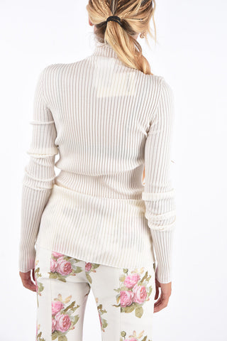 Ribbed Virgin Wool And Silk Skinny Fit Sweater