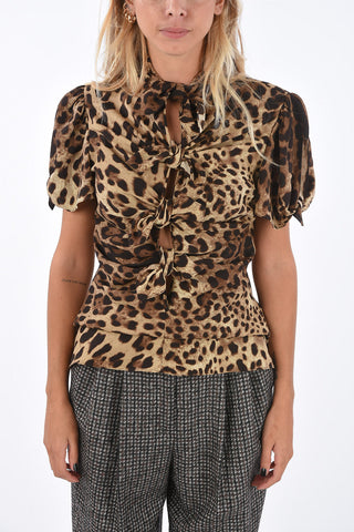 Animal Printed Blouse with Bows