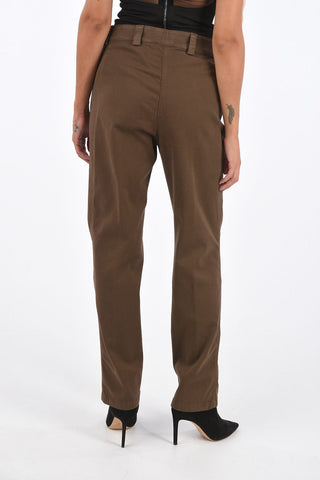 Stretch Cotton Regular Waist Straight Pants