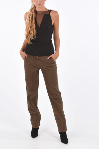 Stretch Cotton Regular Waist Straight Pants