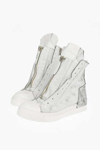Leather High Sneakers with Zip