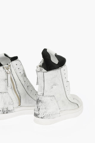 Leather High Sneakers with Zip