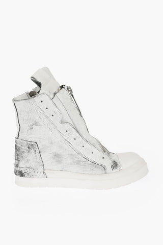 Leather High Sneakers with Zip