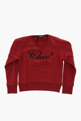 cew-neck sweatshirt with rhinestone embellished detail