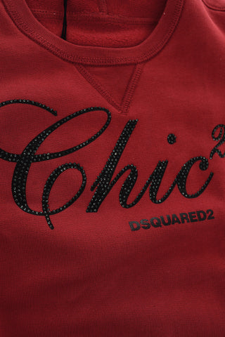 cew-neck sweatshirt with rhinestone embellished detail