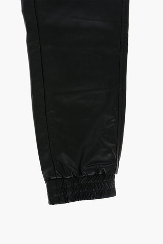 pantalone ecopelle con coulisse in vita