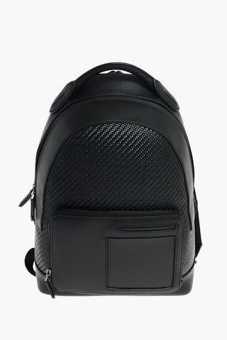 EZ LUXURY Braided Leather Backpack with Zip Closure