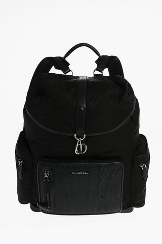 EZ LUXURY Nylon Backpack with Leather Details