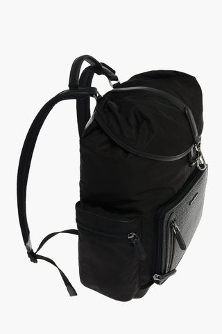 EZ LUXURY Nylon Backpack with Leather Details