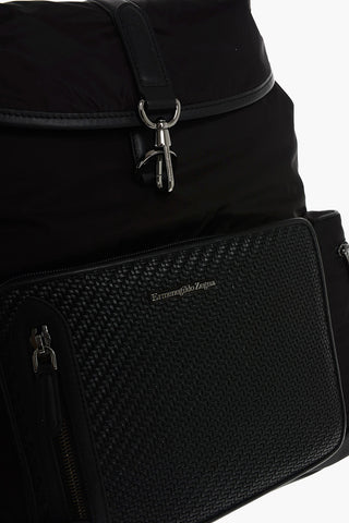 EZ LUXURY Nylon Backpack with Leather Details