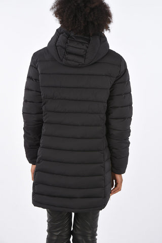 puffer con cappuccio e zip frontale