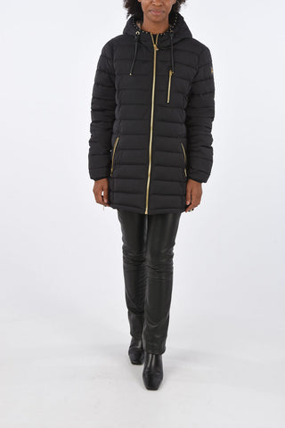 puffer con cappuccio e zip frontale