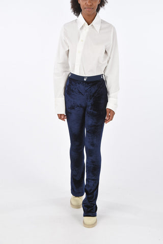 velvet drawstring waist bootcut leggings