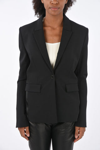 center vent peak lapel 1-button blazer