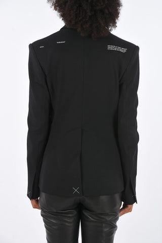 center vent peak lapel 1-button blazer