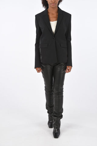 center vent peak lapel 1-button blazer