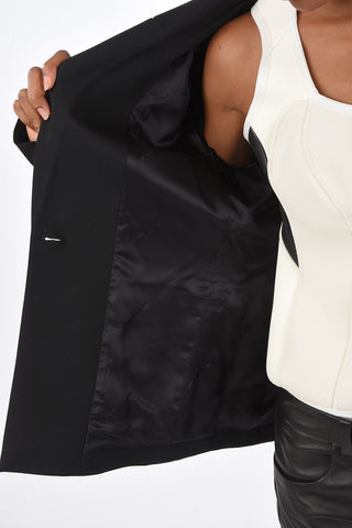 center vent peak lapel 1-button blazer