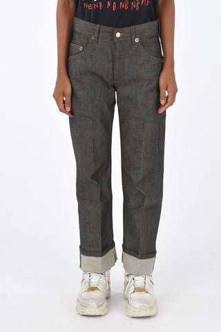 Cuffed Hem WIDE TUBE Skinny Fit Jeans