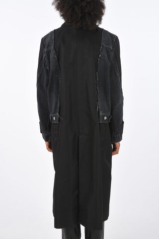 cappotto balmacaan con dettagli denim