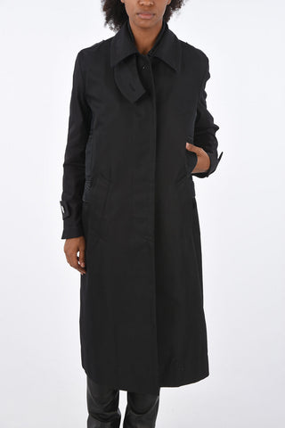 cappotto balmacaan con dettagli denim