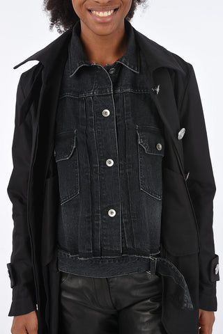 cappotto balmacaan con dettagli denim