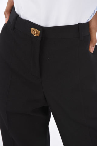 Wool Jewel Closure Straight Fit Pants
