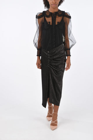 Lurex Draped Pencil Skirt