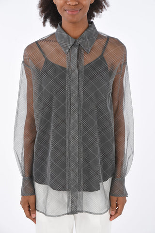Embroidered Tulle Hidden Closure Shirt