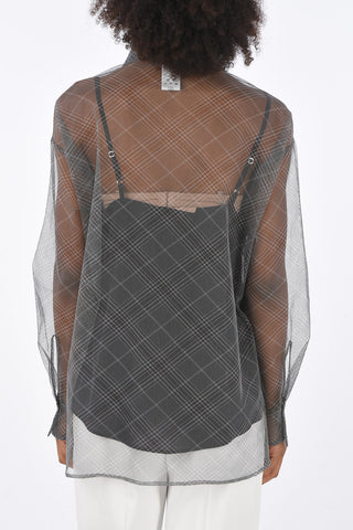 Embroidered Tulle Hidden Closure Shirt