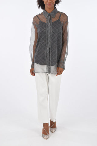 Embroidered Tulle Hidden Closure Shirt