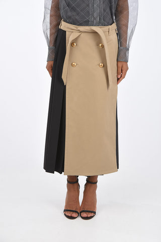 Belted Unstructured Accordion Skirt
