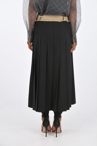 Belted Unstructured Accordion Skirt