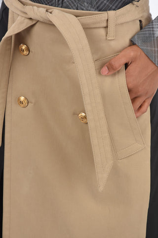 Belted Unstructured Accordion Skirt