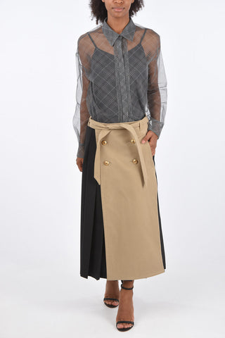 Belted Unstructured Accordion Skirt