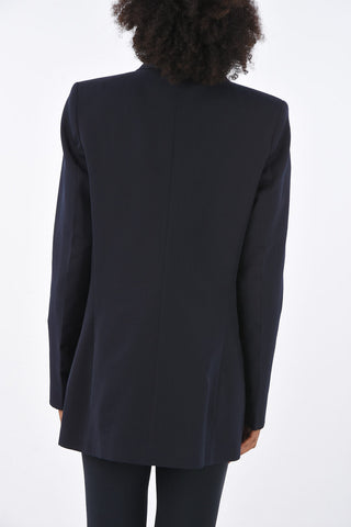 no vent peak lapel double-breasted blazer