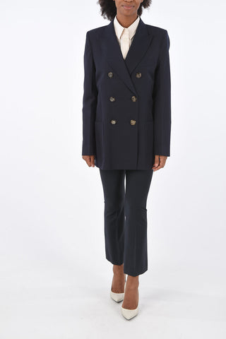 no vent peak lapel double-breasted blazer