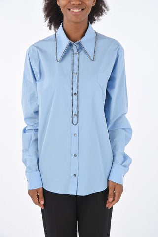 Camicia Collo Francese in Cotone con Applicazione Gioiello