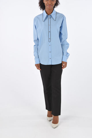 Camicia Collo Francese in Cotone con Applicazione Gioiello