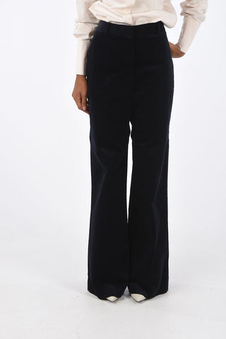 pantalone palazzo in velluto a vita alta