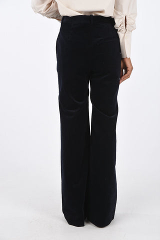 pantalone palazzo in velluto a vita alta