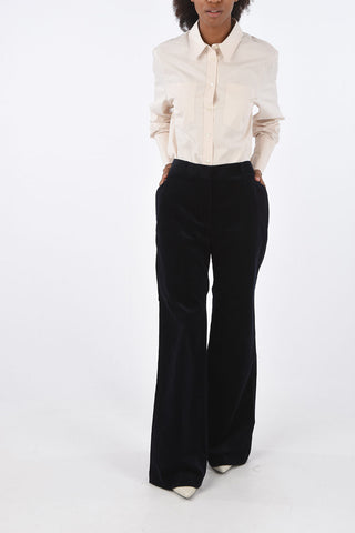 pantalone palazzo in velluto a vita alta