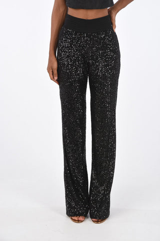 Sequined Elastic waist Band Boot-Cut Pants