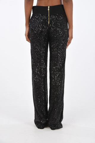 Sequined Elastic waist Band Boot-Cut Pants