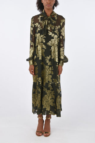Brocade Silk Dress with Inner Petticoat