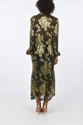 Brocade Silk Dress with Inner Petticoat