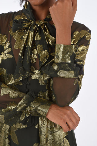 Brocade Silk Dress with Inner Petticoat