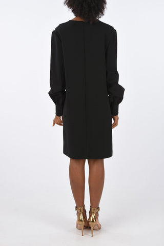 Monogram Jewel Application Long Sleeve Shift Dress